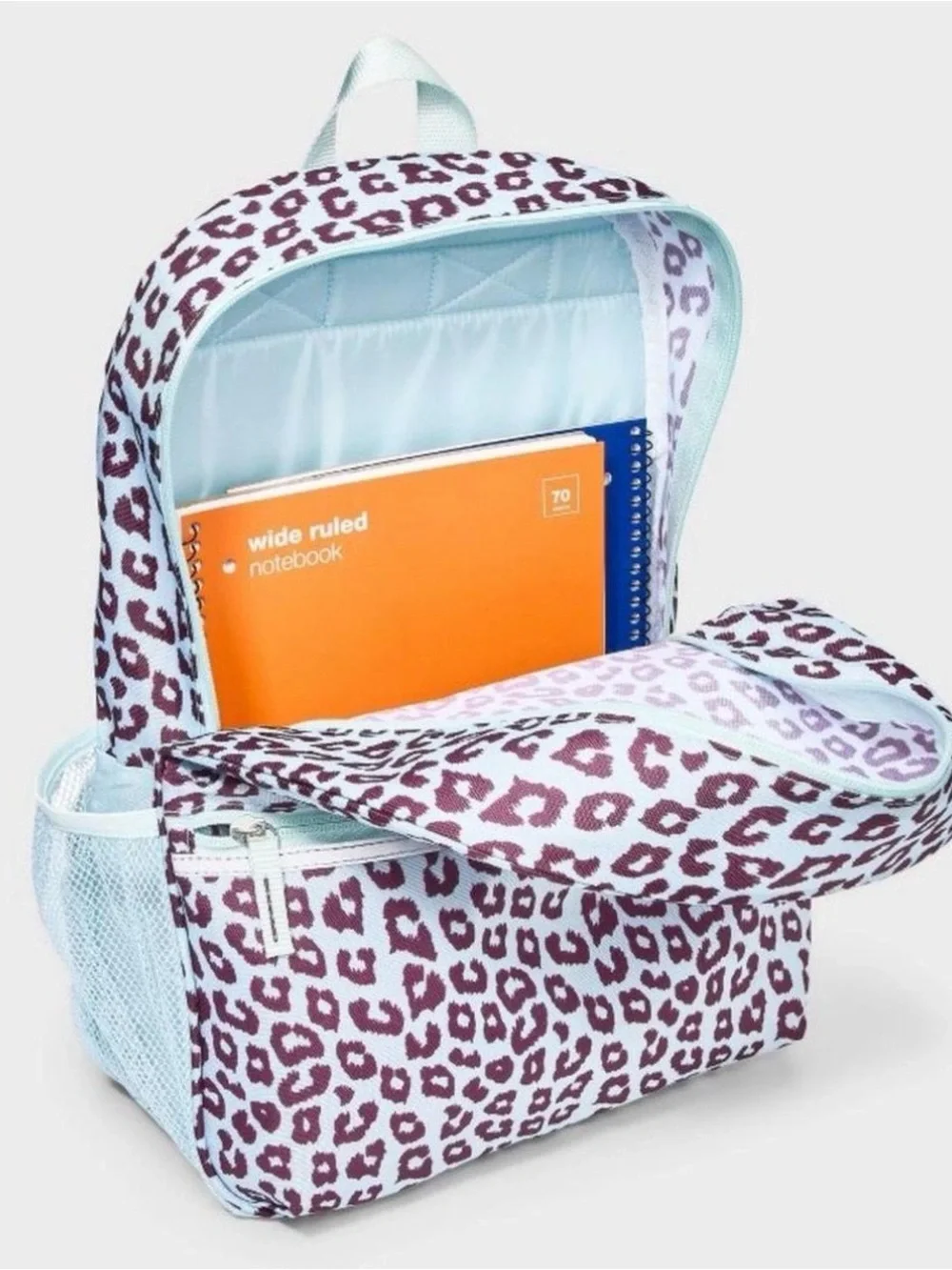 Kids Leopard Print Backpack - Light Blue/green & Purple NWT